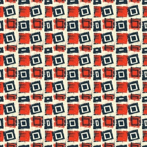 Urban Grunge Squares - Red and Navy Distressed Pattern