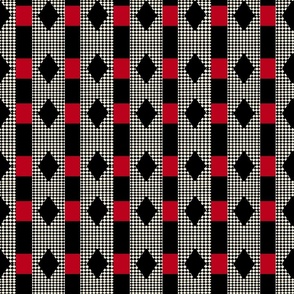 Checkerboard Elegance - Red, Black, and White Geometric Pattern