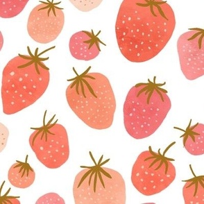 Watercolor strawerry breeze, pink summer strawberry fruit