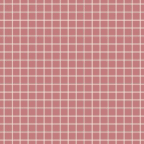 Dusty Rose Pink-white-windowpane plaid