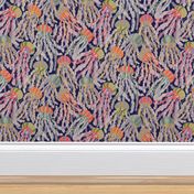Dense pattern of Jellyfish: Modern Ocean Theme for Bathrooms & Children's Rooms