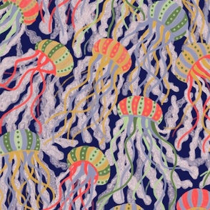 Dense pattern of Jellyfish: Modern Ocean Theme for Bathrooms & Children's Rooms