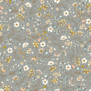 rustic botanical floral on winter gray