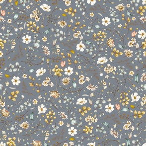 rustic botanical floral on stone gray