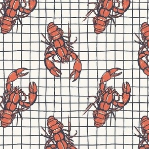 Lobster Grid_Small_Flamingo Orange_Outerspace Blue