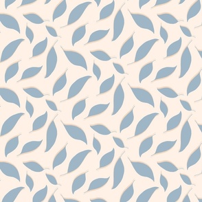 Warm minimalism tossed leaves in Parisian blue and light sand