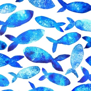 Blue Watercolor Fishy Fish