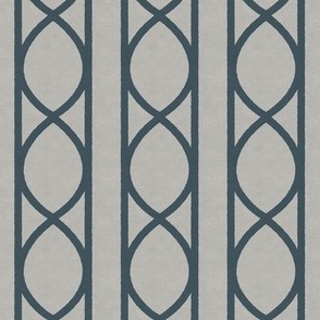 Grey Elegance and Muted Blue Charm - Ogee Lattice Design on textured Wallpaper