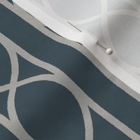 Muted Blue Elegance and Grey Charm - Ogee Lattice Design on textured Wallpaper