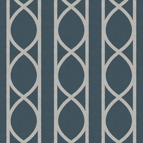 Muted Blue Elegance and Grey Charm - Ogee Lattice Design on textured Wallpaper