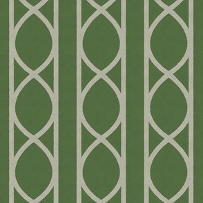 Green Elegance and Greige Charm - Ogee Lattice Design on textured Wallpaper