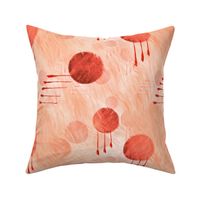 12” repeat medium Earthy minimalist painterly abstract with faux woven burlap texture in peachy and red hues