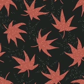 Japanese maple leaves with dots - black and magenta