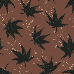 Japanese maple leaves with dots - redish brown and black