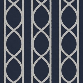 Navy Elegance and Greige Charm - Ogee Lattice Design on textured Wallpaper