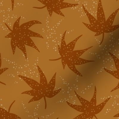 Japanese maple leaves with dots - ochre and brown