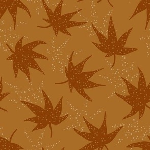 Japanese maple leaves with dots - ochre and brown