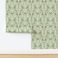 Inky retro abstract floral | Sage green