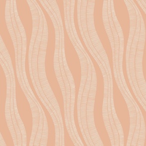 Organic Minimal Hand-Drawn Wavy Vertical Stripes in Earthy Beige, Large Size