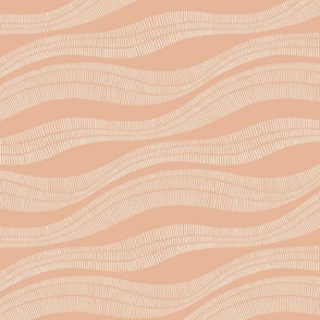 Organic Minimal Hand-Drawn Wavy Horizontal Stripes in Earthy Beige, Large Size