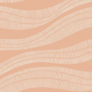 Organic Minimal Hand-Drawn Wavy Horizontal Stripes in Earthy Beige, Jumbo Size
