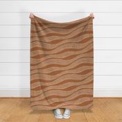 Organic Minimal Hand-Drawn Wavy Horizontal Stripes in Earthy Brown, Jumbo Size