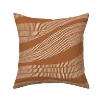 Organic Minimal Hand-Drawn Wavy Horizontal Stripes in Earthy Brown, Jumbo Size