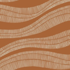 Organic Minimal Hand-Drawn Wavy Horizontal Stripes in Earthy Brown, Jumbo Size