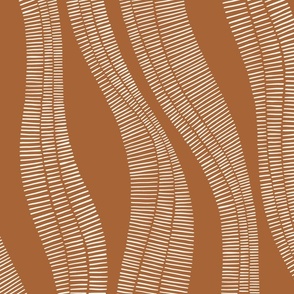 Organic Minimal Hand-Drawn Wavy Vertical Stripes in Earthy Brown, Jumbo Size