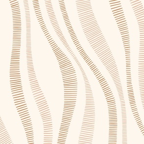 Organic Minimal Hand-Drawn Wavy Vertical Stripes in Earthy Neutrals, Jumbo Size