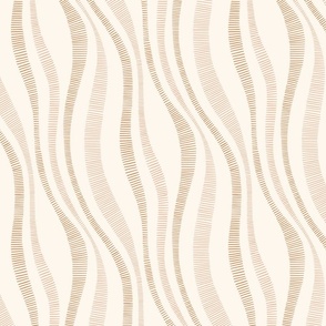 Organic Minimal Hand-Drawn Wavy Vertical Stripes in Earthy Neutrals, Large Size