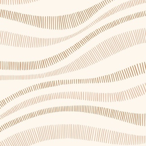 Organic Minimal Hand-Drawn Wavy Horizontal Stripes in Earthy Neutrals, Jumbo Size