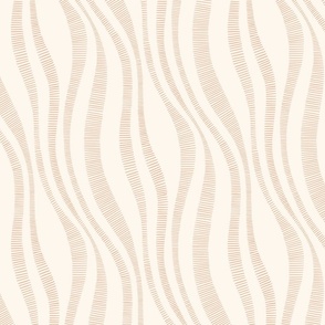 Organic Minimal Hand-Drawn Wavy Vertical Stripes in Earthy Brown, Large Size