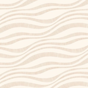 Organic Minimal Hand-Drawn Wavy Horizontal Stripes in Earthy Brown, Large Size