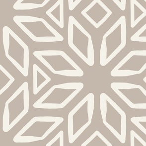 Art Deco Diamond Block Print | Jumbo Scale | Warm Beige, Light Cream, Neutral | Multidirectional geometric