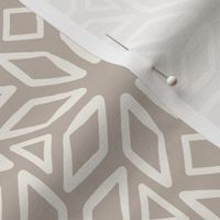 Art Deco Diamond Block Print | Small Scale | Warm Beige, Light Cream, Neutral | Multidirectional geometric