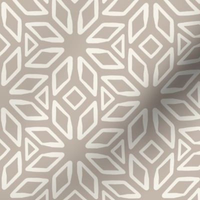 Art Deco Diamond Block Print | Small Scale | Warm Beige, Light Cream, Neutral | Multidirectional geometric