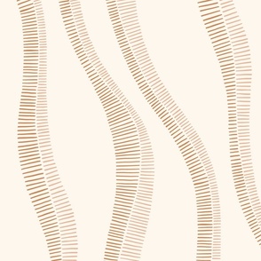 Organic Minimal Hand-Drawn Wavy Vertical Stripes in Earthy Neutrals, Jumbo Size