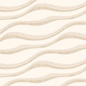 Organic Minimal Hand-Drawn Wavy Horizontal Stripes in Earthy Neutrals, Large Size