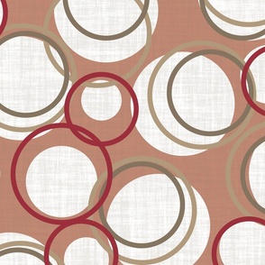 Modern Beige Brown Red and White Circles on a Terracotta Red Background 