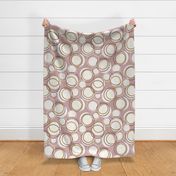Modern Beige Purple Gold and White Circles on a Pink Background 