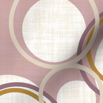 Modern Beige Purple Gold and White Circles on a Pink Background 