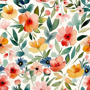 large scale watercolour floral tropical look
