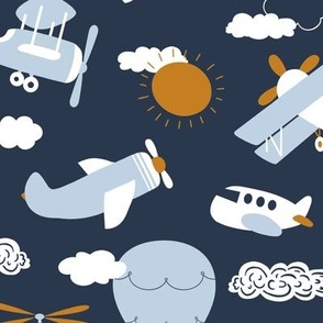 Sky Travel Planes Helicopters Air Balloons Medium
