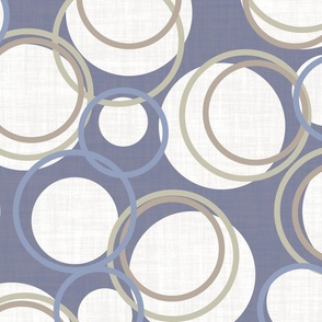 Modern Brown Taupe Blue and White Circles on a Mauve Background 