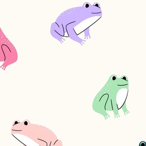 Frogs - Pinks, Greens and Purple and Off White (L)