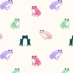 Frogs - Pinks, Greens and Purple and Off White (S)