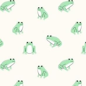 Frogs - Pastel Green and  Off White (S)