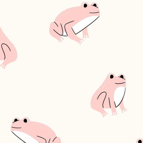 Frogs - Pastel Pink and  Off White (L)