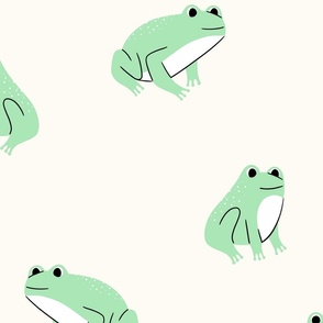 Frogs - Pastel Green and  Off White (L)